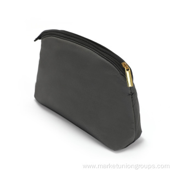 Factory Polyester ECO Friendly Light Plain Bow Gray Cheap Custom Cosmetic Makeup Shell Bags